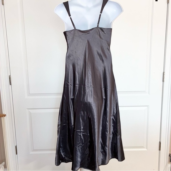 Vtg Victoria's Secret Gray Satin Lace Sequin Trim Long Nightgown Slip Dress L - Picture 7 of 10